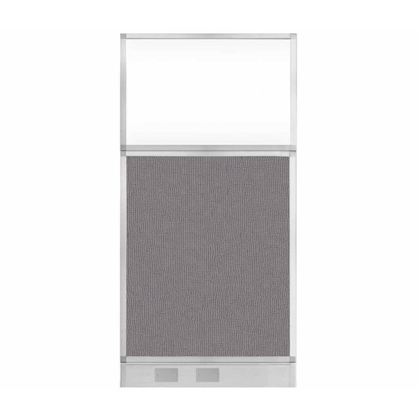 Hush Panel Configurable Cubicle Partition 3' x 6' Slate Fabric Clear Window w/ Cable Channel